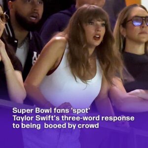 Super Bowl fans noticed Taylor Swift’s concise, three-word comeback after she was booed by the crowd.