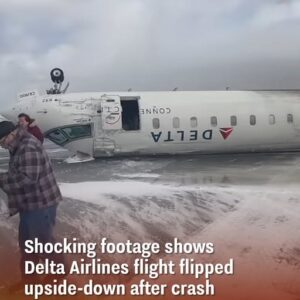 Shocking footage shows Delta Airlines flight flipped upside-down after crash landing in Toronto