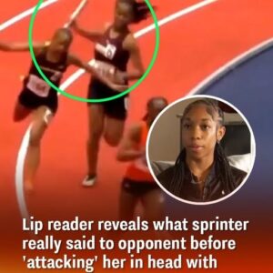A lip reader has uncovered the actual words the sprinter directed at her opponent moments before striking her on the head with a baton.