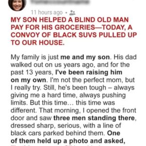 My Son Helped a Blind Old Man Pay for His Groceries – Today…