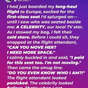 Entitled Celebrity Demanded the Stewardess Move Me from My Rightful First-Class Seat – I Taught Him a Lesson in Respect