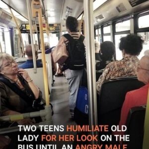 Two Teenagers Mock Poor Old Lady on the Bus until Voice of Homeless Man Interrupts Them