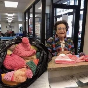 She knits caps for unknowns; I believe one was meant only for me.