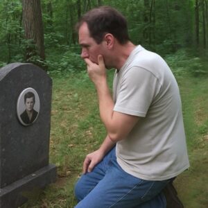 Man Stumbles upon a Headstone in the Woods and Sees His Childhood Photo on It