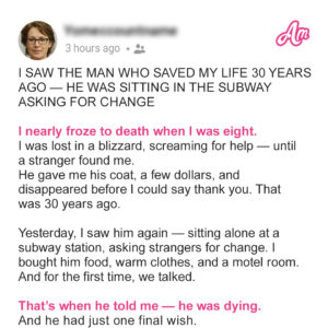 I Nearly Froze to Death at 8 Years Old Until a Homeless Man Saved Me… I Nearly Froze to Death at 8 Years Old Until a Homeless Man Saved Me…