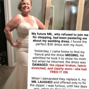 My MIL Tried on My Wedding Dress and Ruined It — She Refused to Pay for It, So I Used…