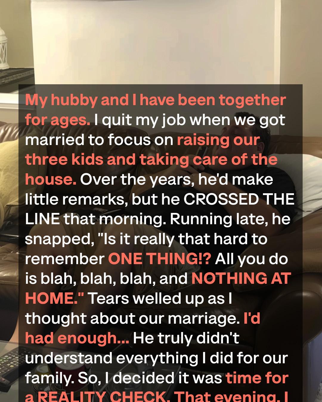 Husband Learns a Hard Lesson After Dismissing His Wife’s Role at Home